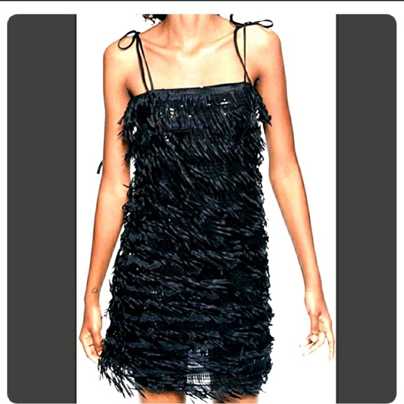 NWT Zara sequin fringe dress - Picture 2 of 5